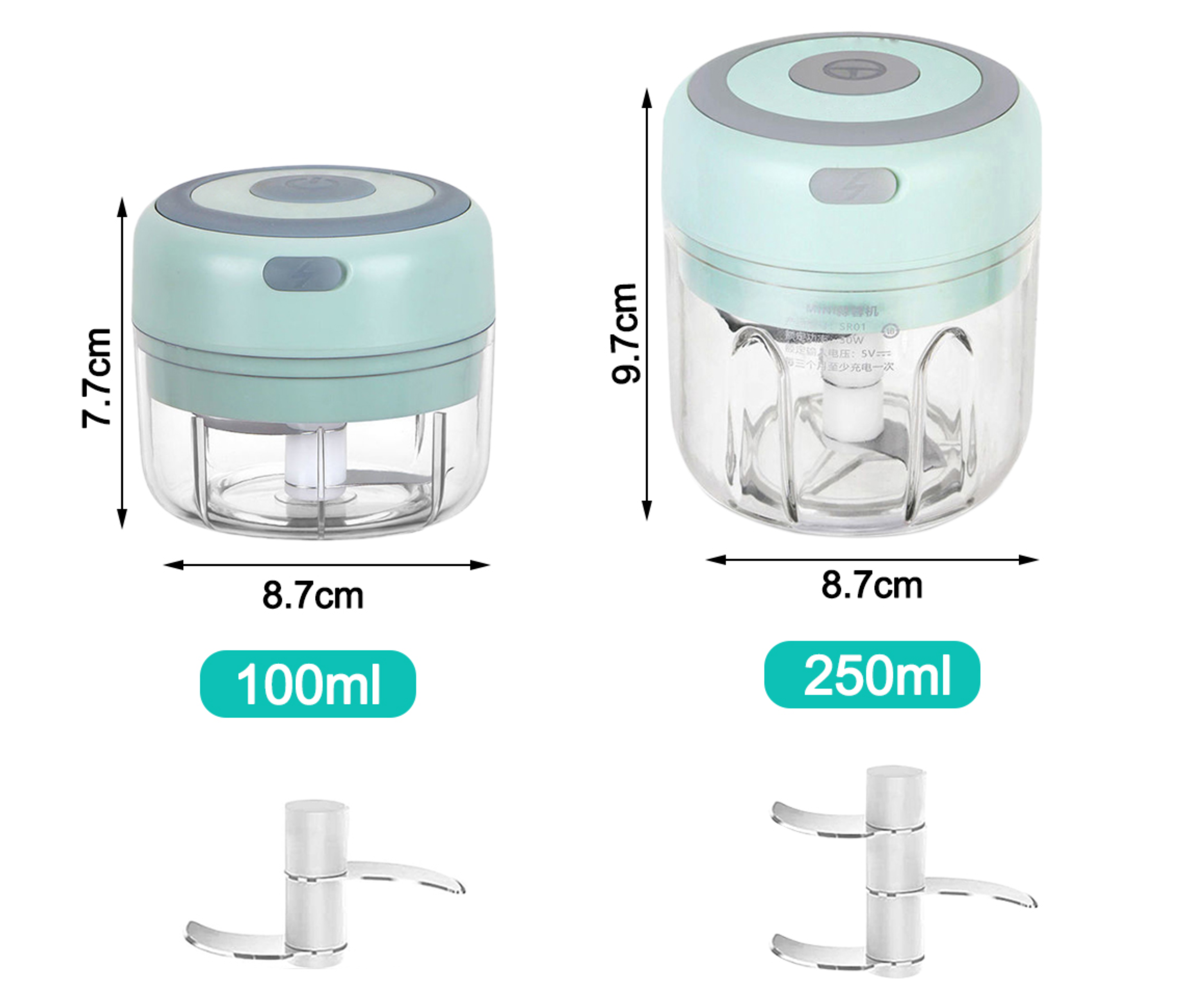 Mini Elektrischer Knoblauchzerkleinerer - USB-Ladegerät - Ingwermaschine - Stabil Langlebig - Gemüsezerkleinerer