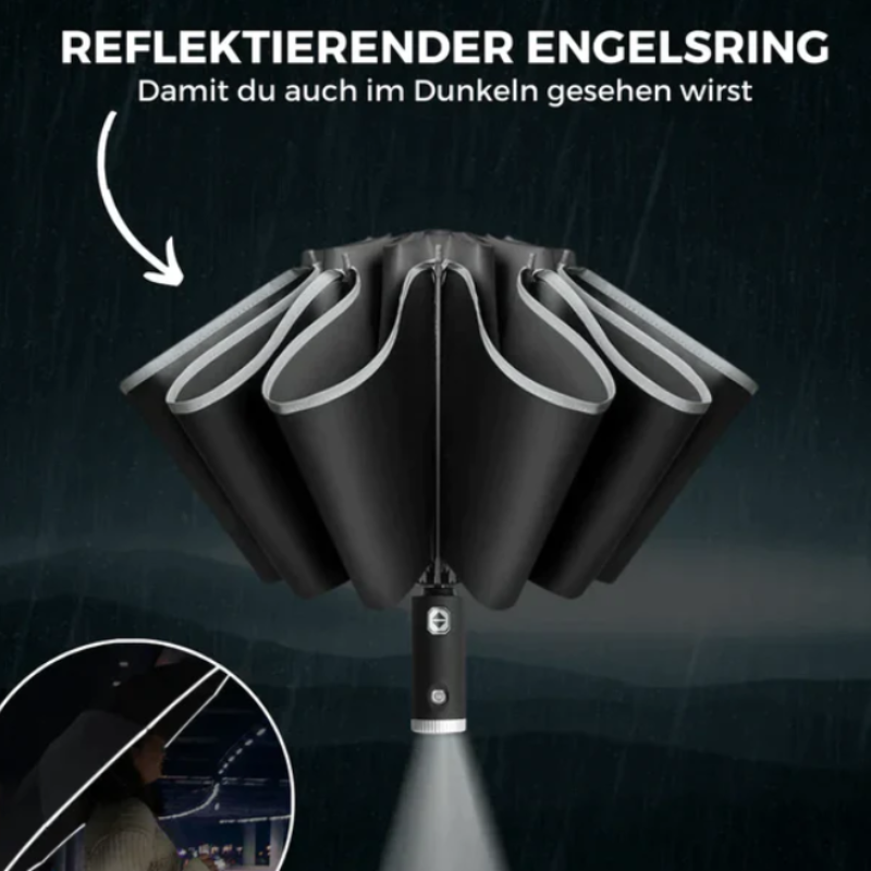 Rainman-Umbrella - Vollautomatischer - klappbarer Regenschirm mit Licht und Reflektor