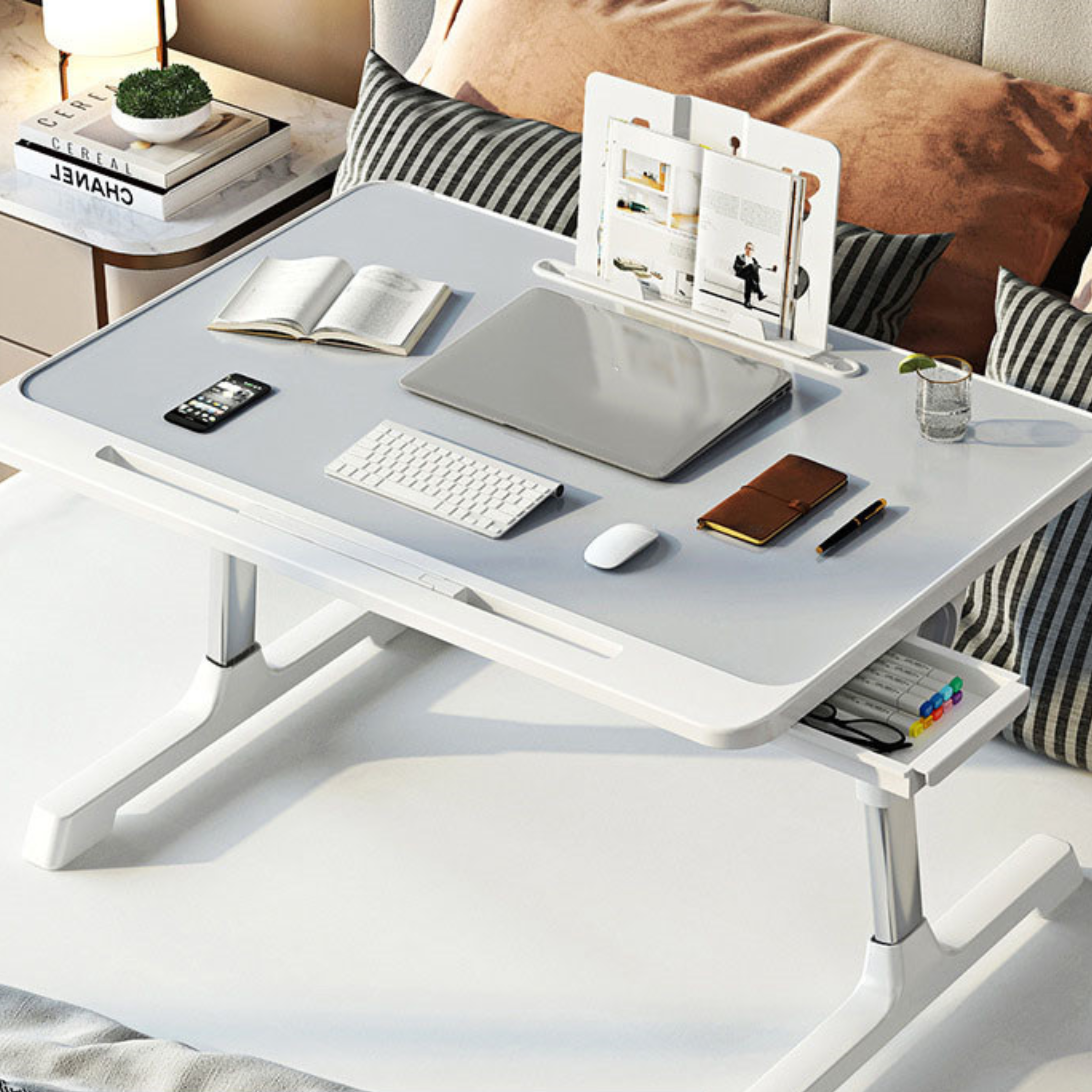 Flexi-Table: Praktischer Bett-Tisch mit Einstellbarer Höhe und Neigung, Stilvoll und Modern