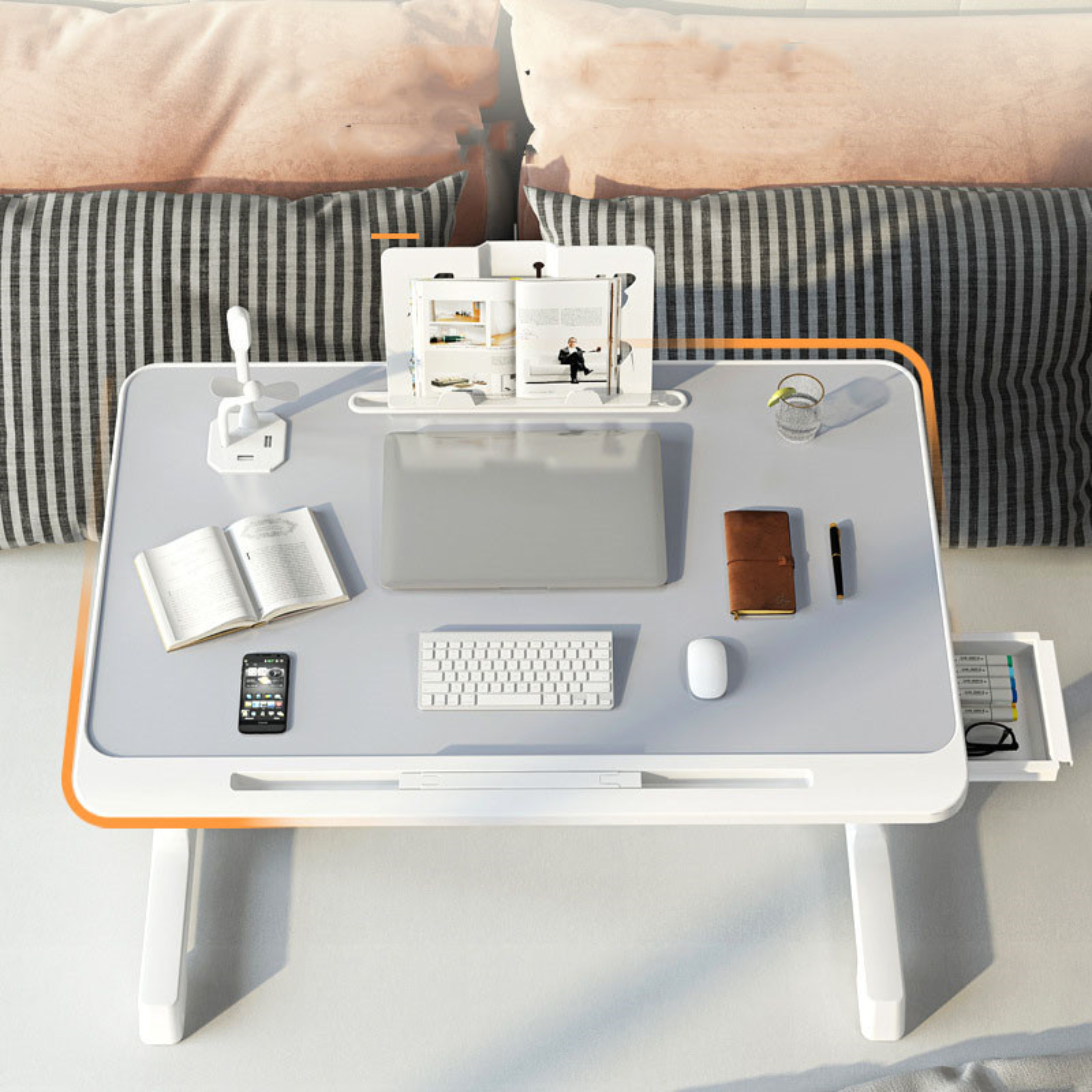 Flexi-Table: Praktischer Bett-Tisch mit Einstellbarer Höhe und Neigung, Stilvoll und Modern