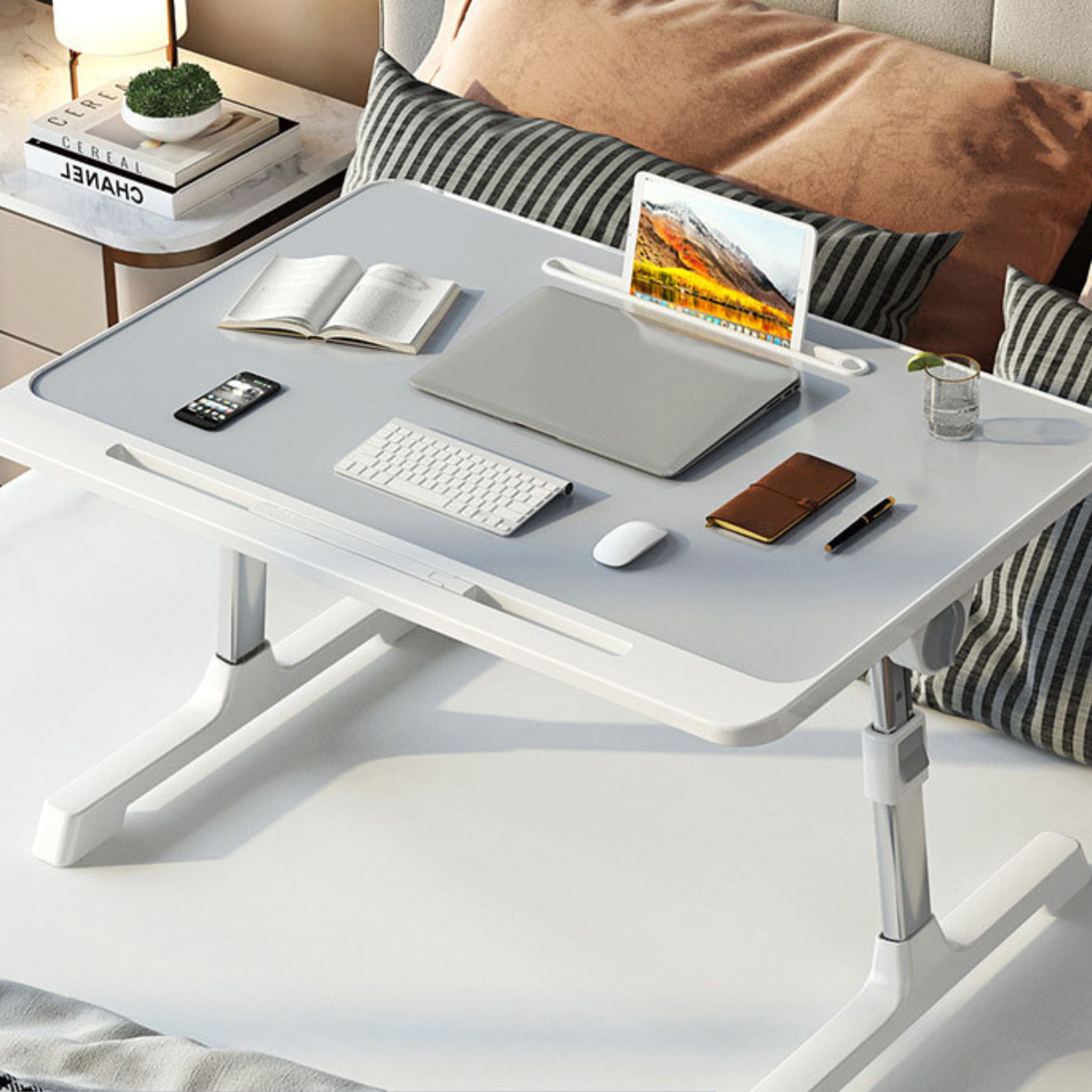Flexi-Table: Praktischer Bett-Tisch mit Einstellbarer Höhe und Neigung, Stilvoll und Modern
