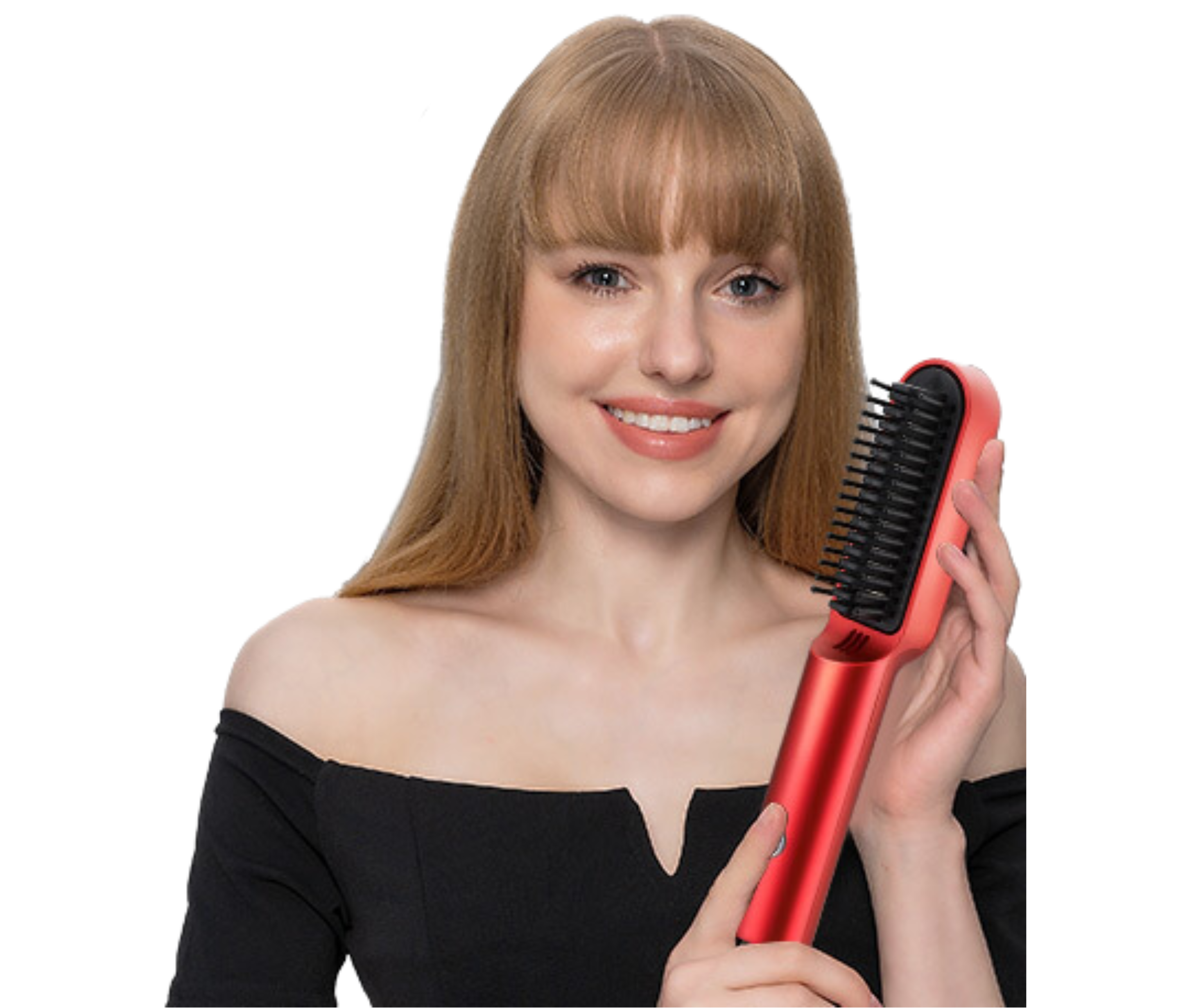 USB-Portabler Heissluftkamm - Wiederaufladbarer Professioneller Haartrocknerbürste 2-in-1 Mini-Haarglätter-Lockenstabbürste Haarstyler
