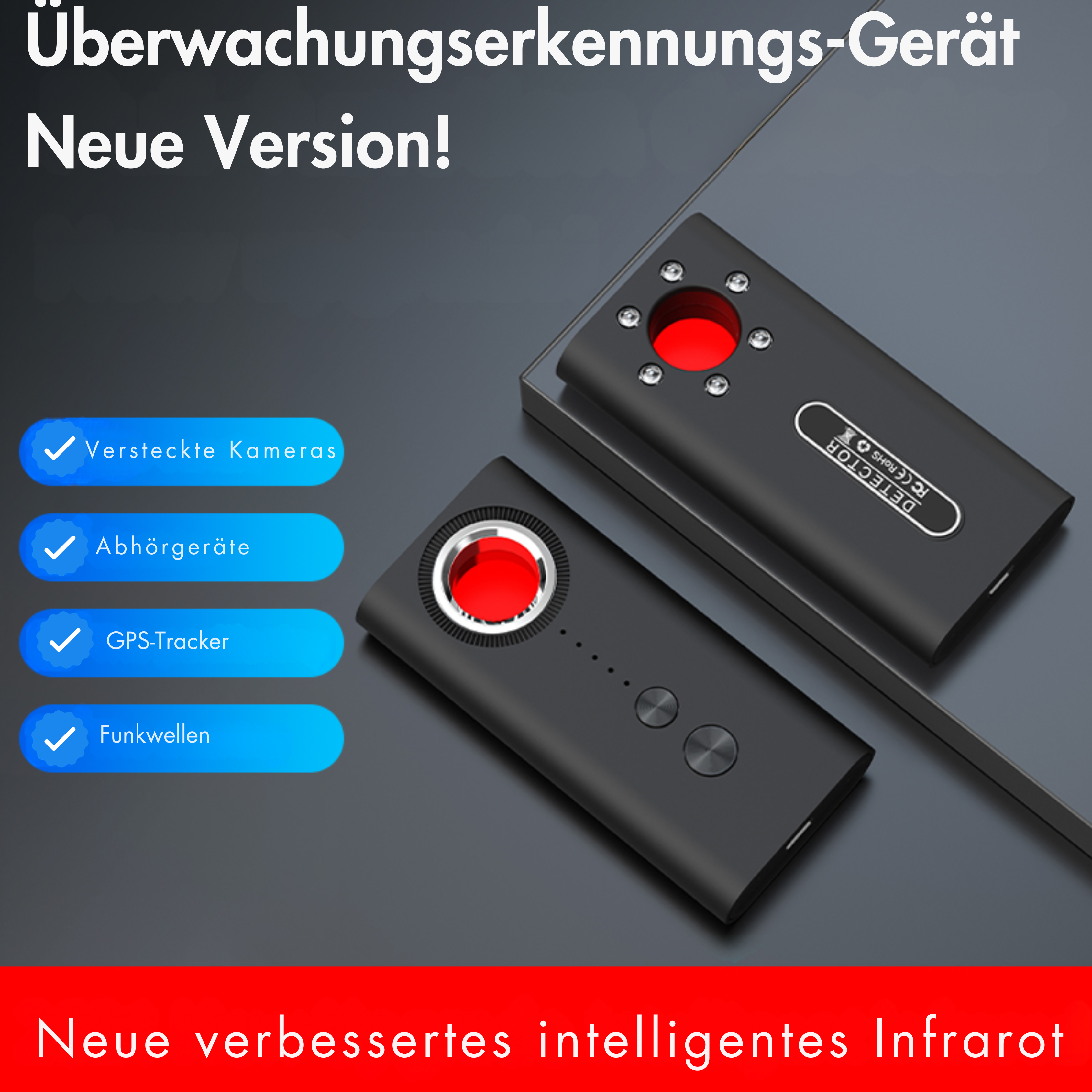 Hochsensibler drahtloser Infrarot-Detektor gegen Ortung - Überwachung und Kameras