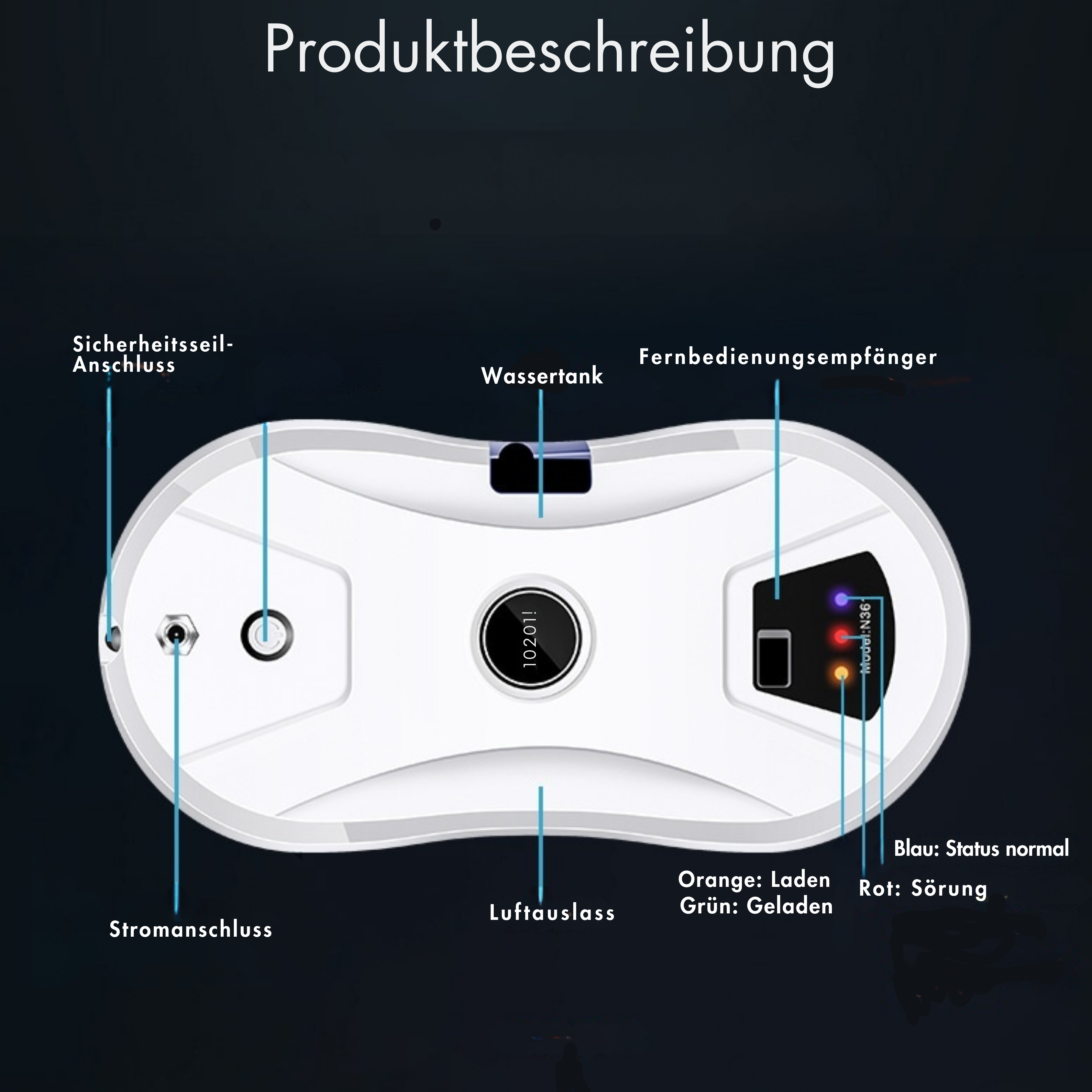 Selbstständiger Fensterreinigungsroboter mit intelligenter Wassersprühfunktion und Fernbedienung