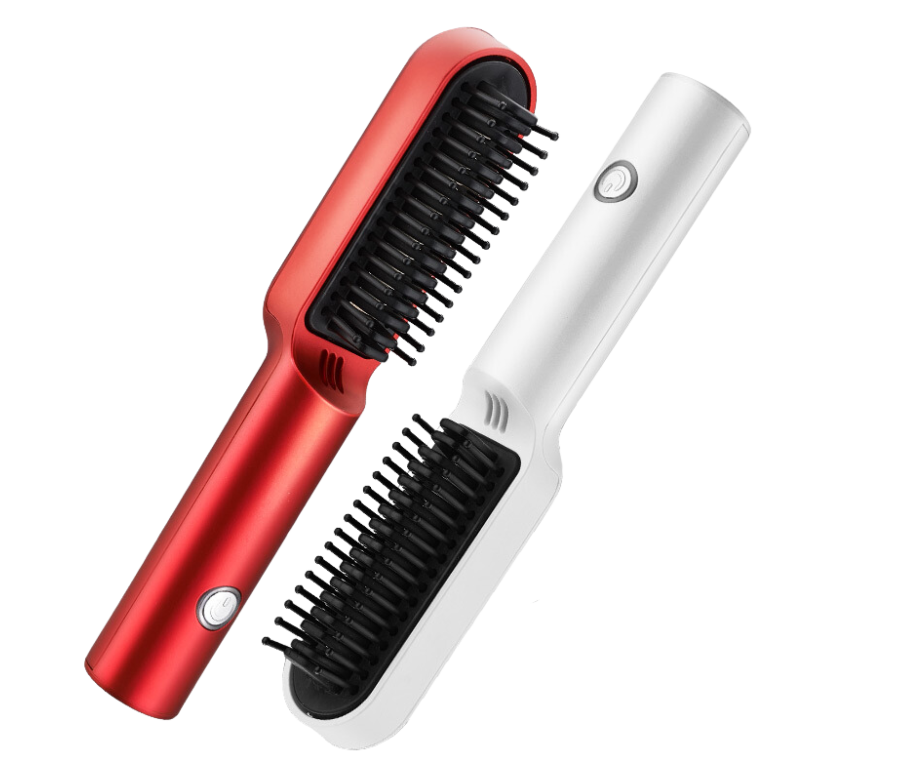 USB-Portabler Heissluftkamm - Wiederaufladbarer Professioneller Haartrocknerbürste 2-in-1 Mini-Haarglätter-Lockenstabbürste Haarstyler
