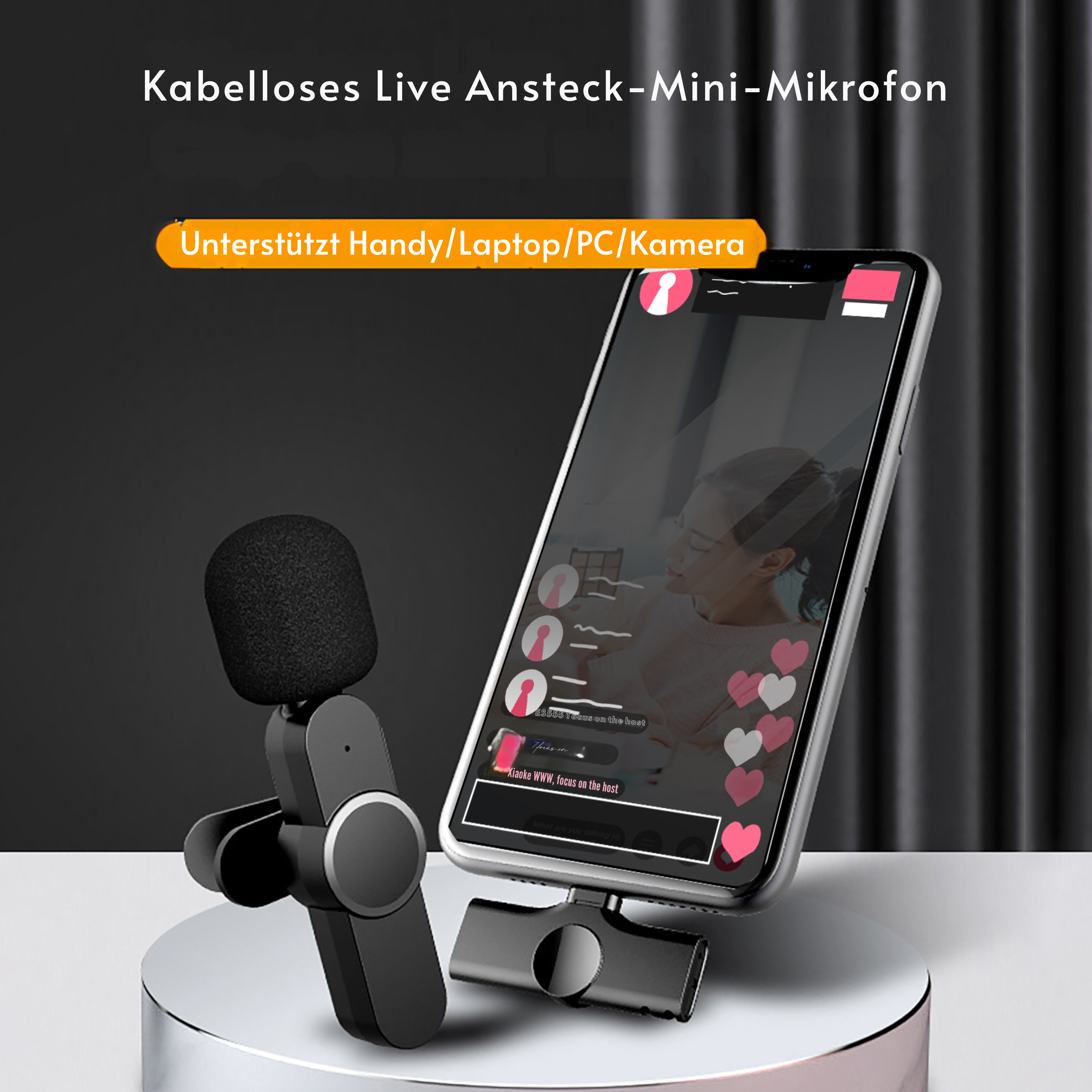 Kabelloses Lavalier-Mikrofon - Multifunktionales Ansteckmikro für Handys