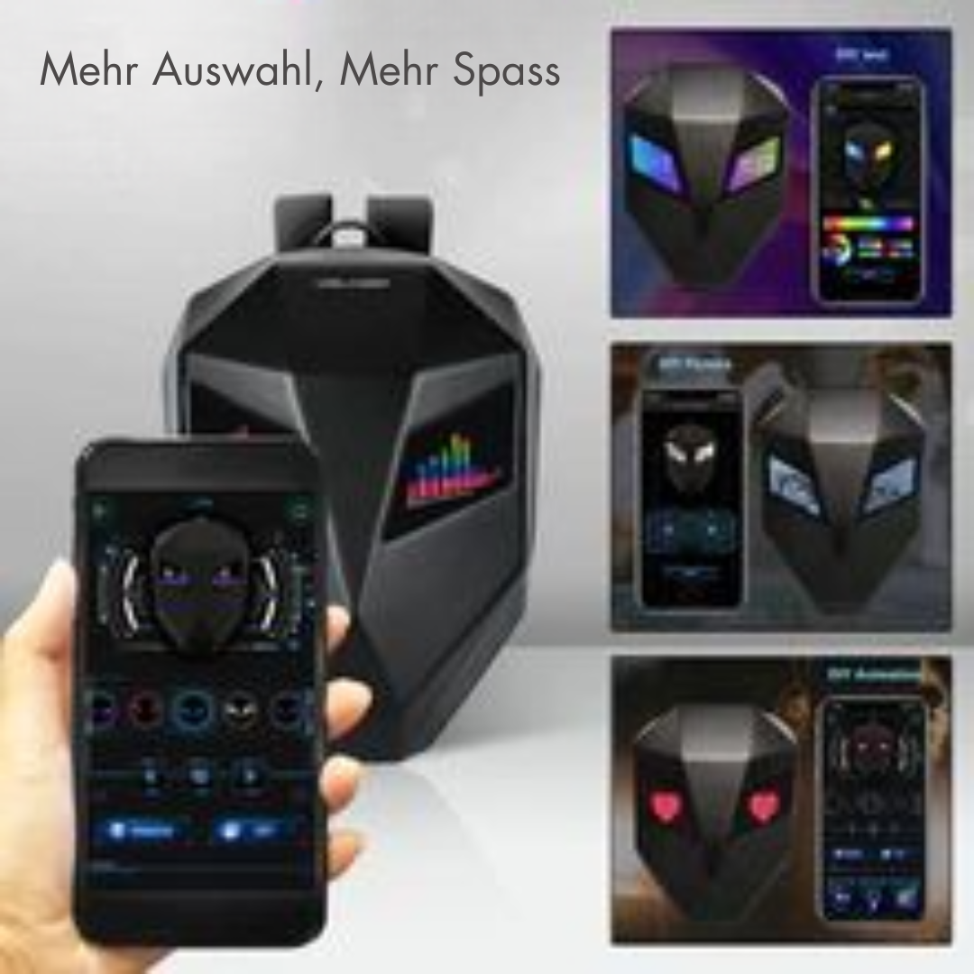 LED Rucksack - Motorrad LED Rucksack - Böse Augen Rucksack - Wasserdicht Hartschalenrucksack