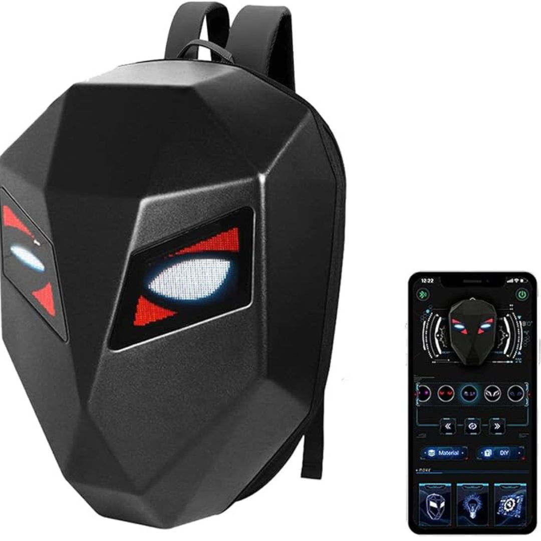 LED Rucksack - Motorrad LED Rucksack - Böse Augen Rucksack - Wasserdicht Hartschalenrucksack