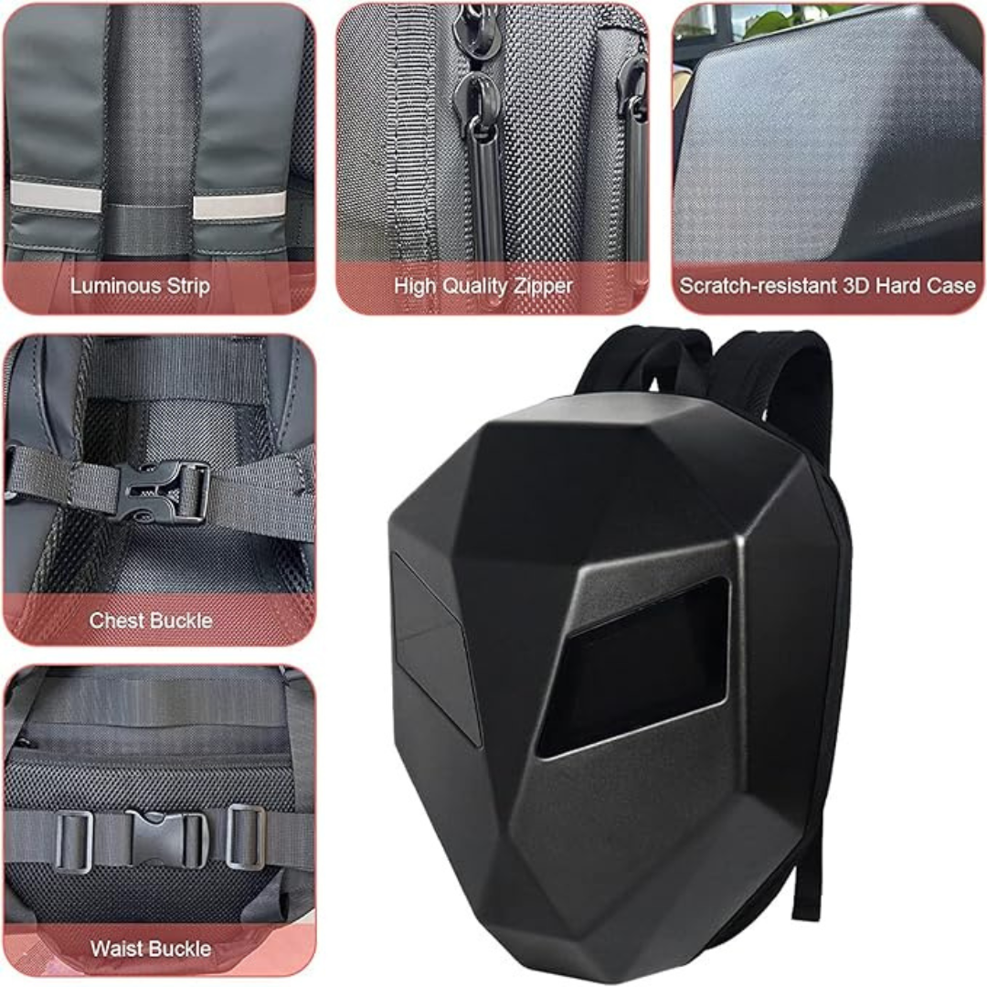 LED Rucksack - Motorrad LED Rucksack - Böse Augen Rucksack - Wasserdicht Hartschalenrucksack