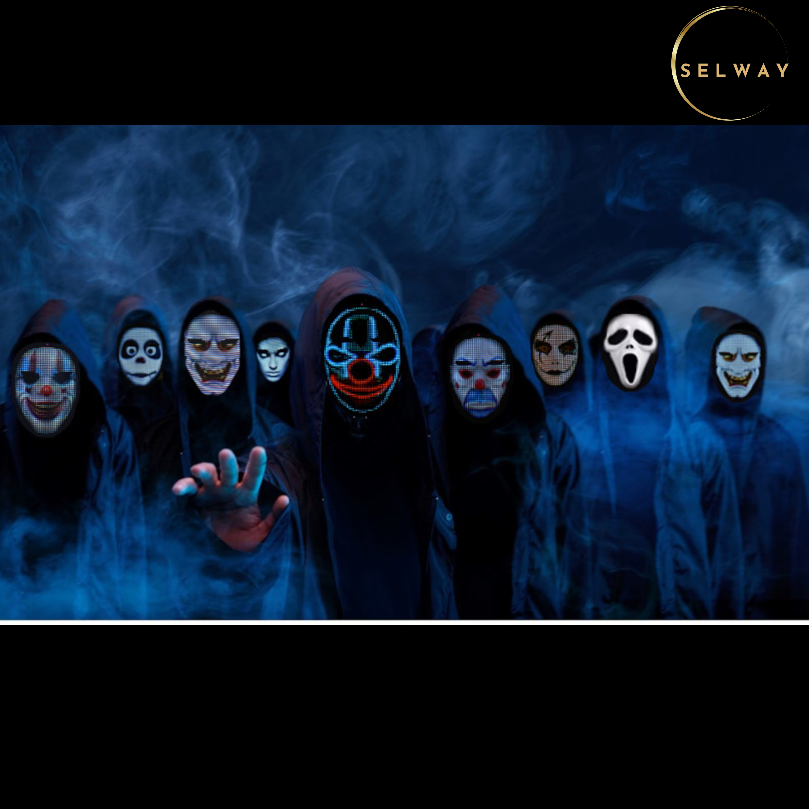 Halloween Gesichtsmaske - Vollfarbige LED Leuchtmaske - Gesichtswechselmaske - Party Maske