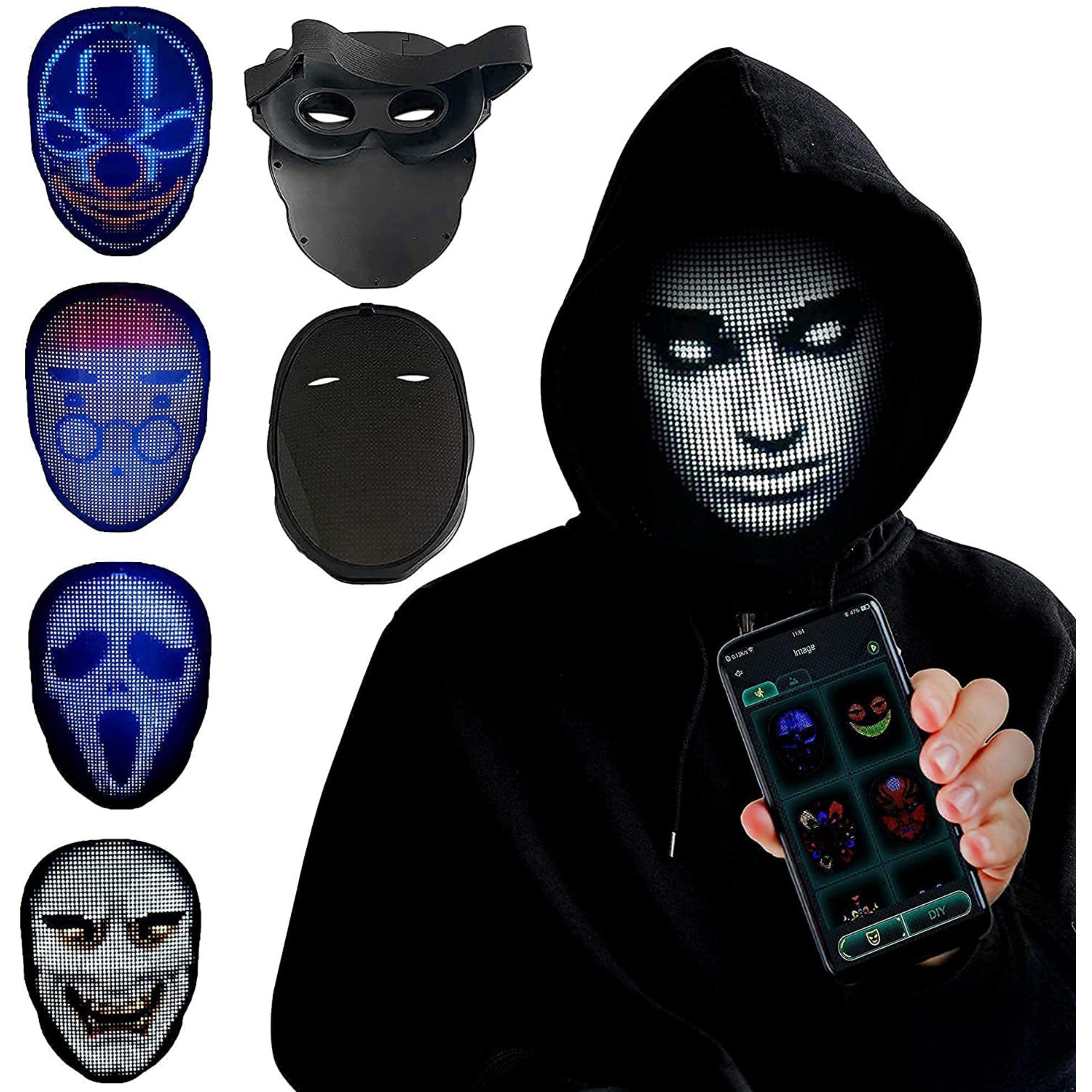 Halloween Gesichtsmaske - Vollfarbige LED Leuchtmaske - Gesichtswechselmaske - Party Maske