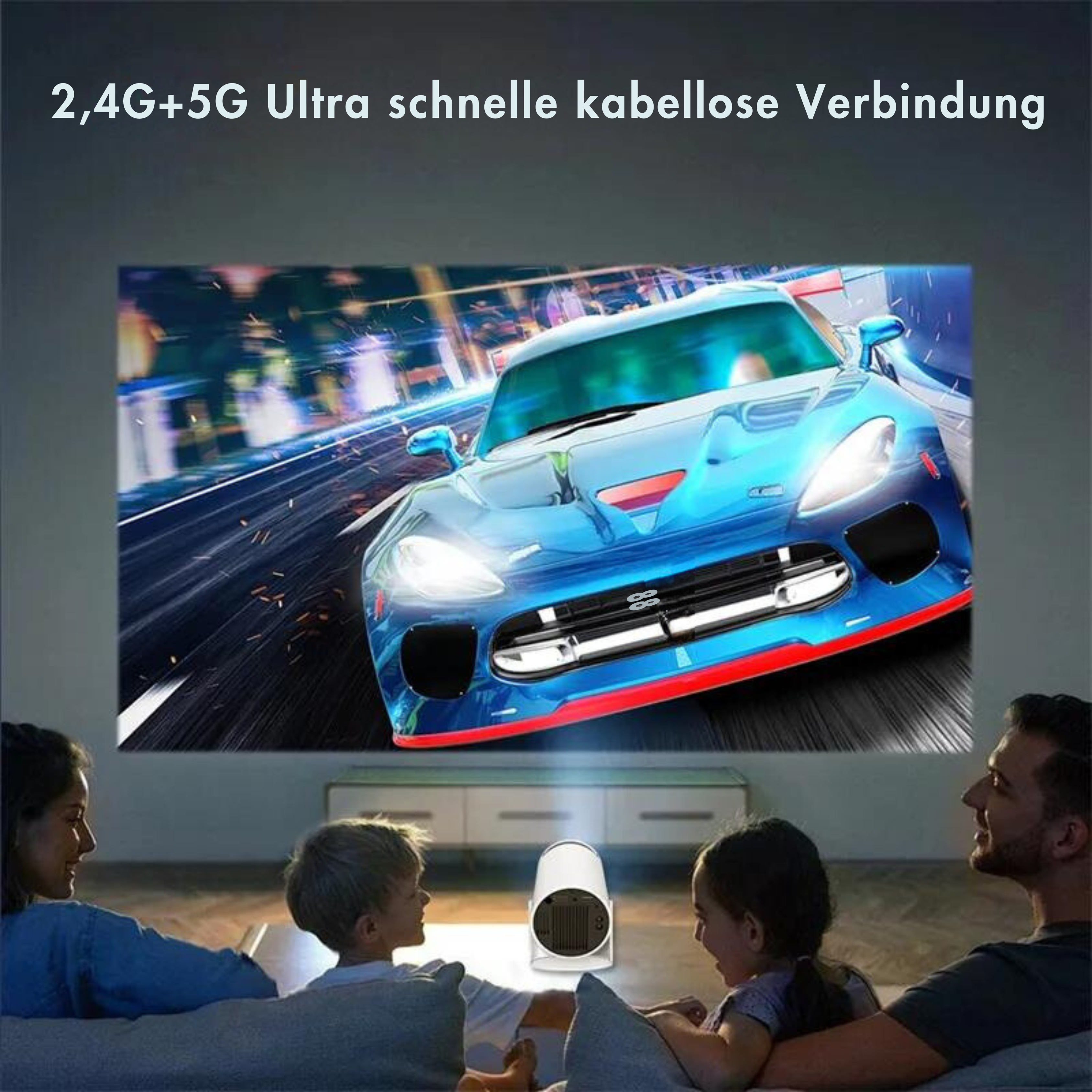 Tragbarer Projektor für den Heimgebrauch - 180 Grad Projektionswinkel Automatische Fokussierung - Heim-Videoprojektor