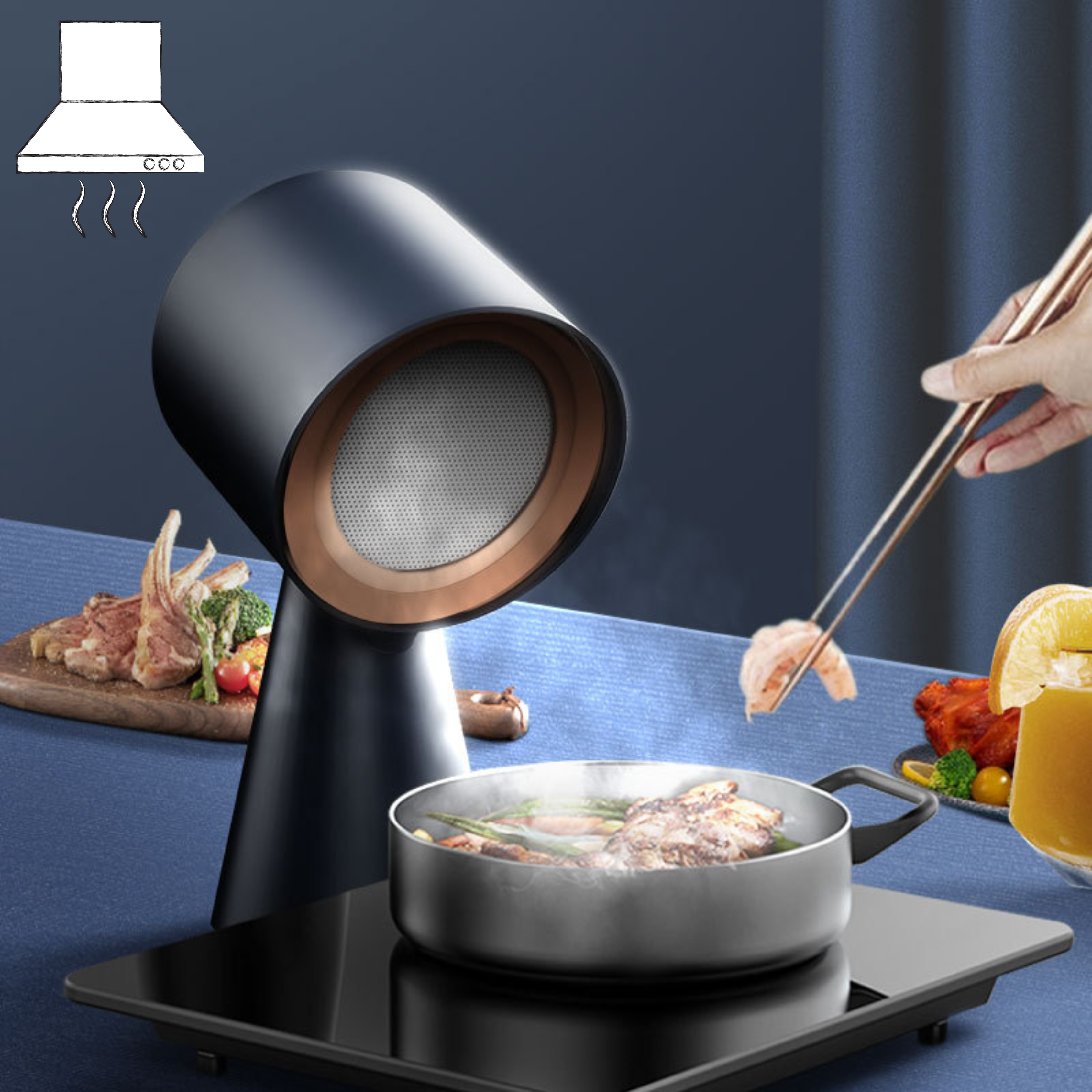 Mobiler Tischabzugshaube - Barbecue Hot Pot Begleiter - Desktop Abluftventilator