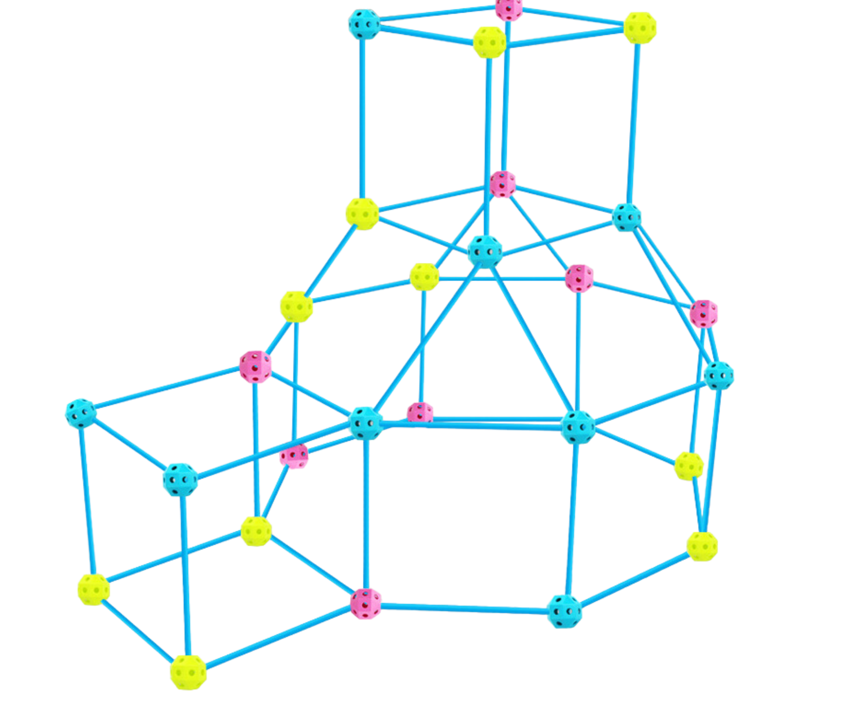 Polygon-Bausatz für Kinder - Zelt-Burg-Bausatz aus Bausteinen und Stöcken