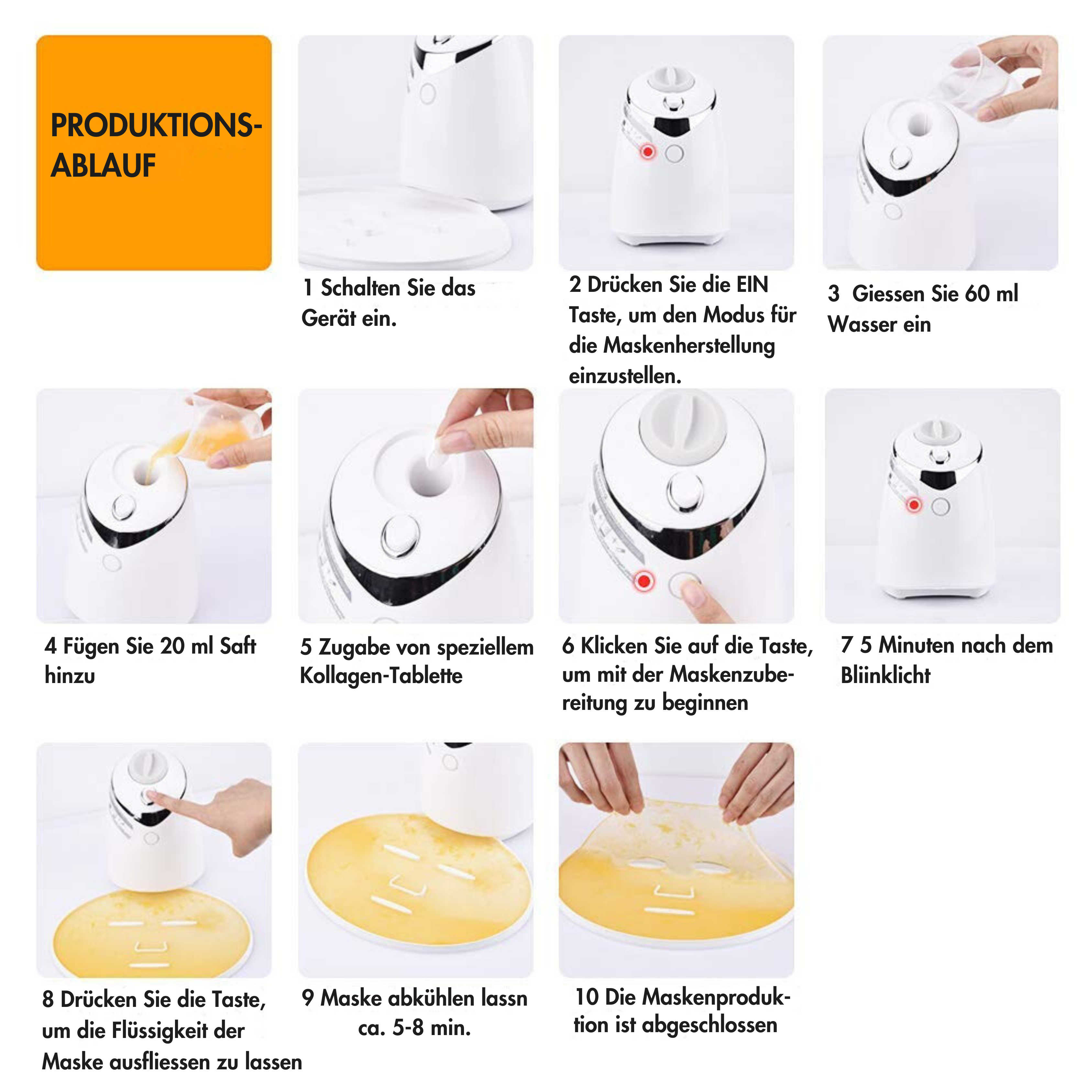 Gesichtsmasken Maschine - zur Gesichtspflege mit automatischer Zubereitung von Frucht- und Gemüse Collagen Masken - für die Schönheitspflege zu Hause