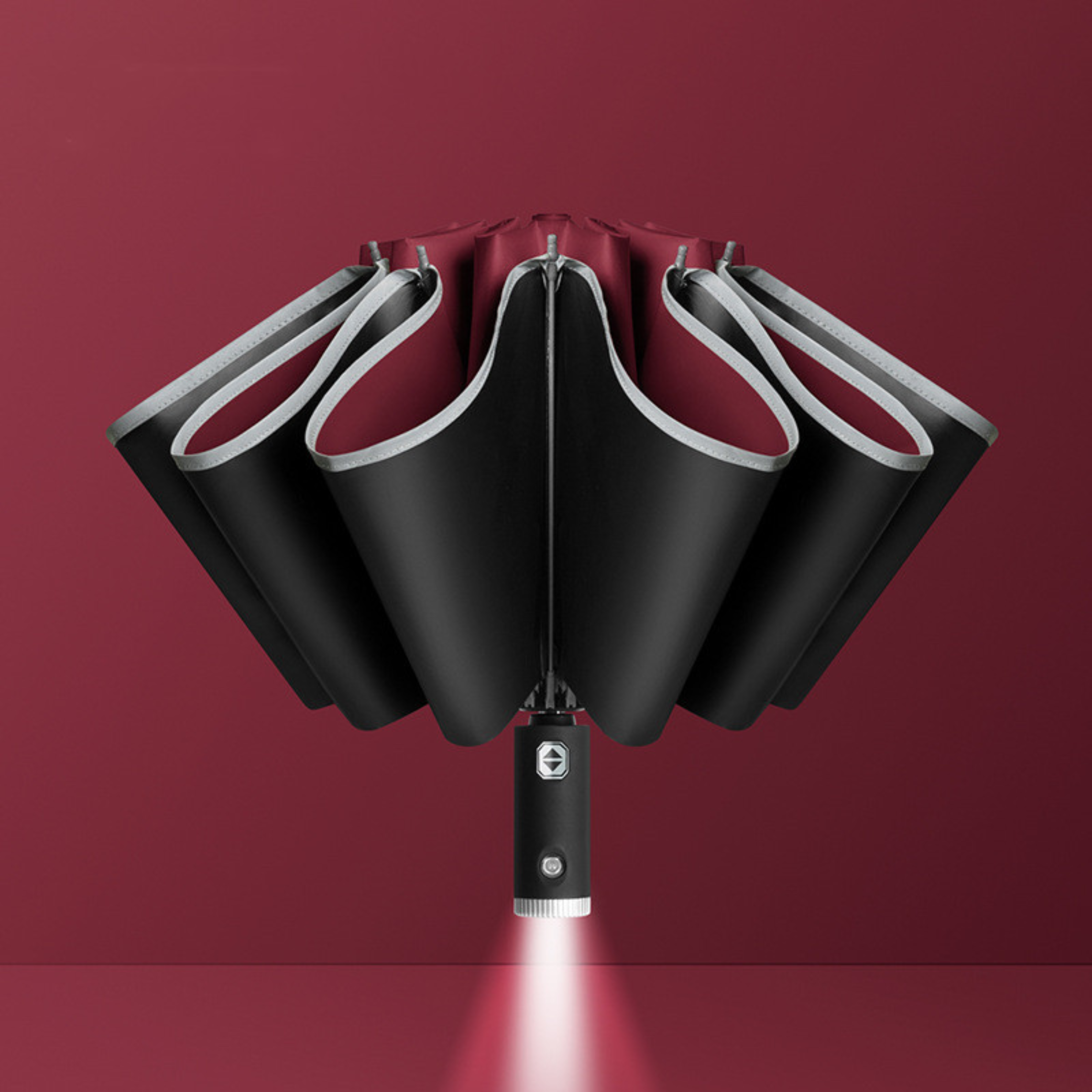 Rainman-Umbrella - Vollautomatischer - klappbarer Regenschirm mit Licht und Reflektor
