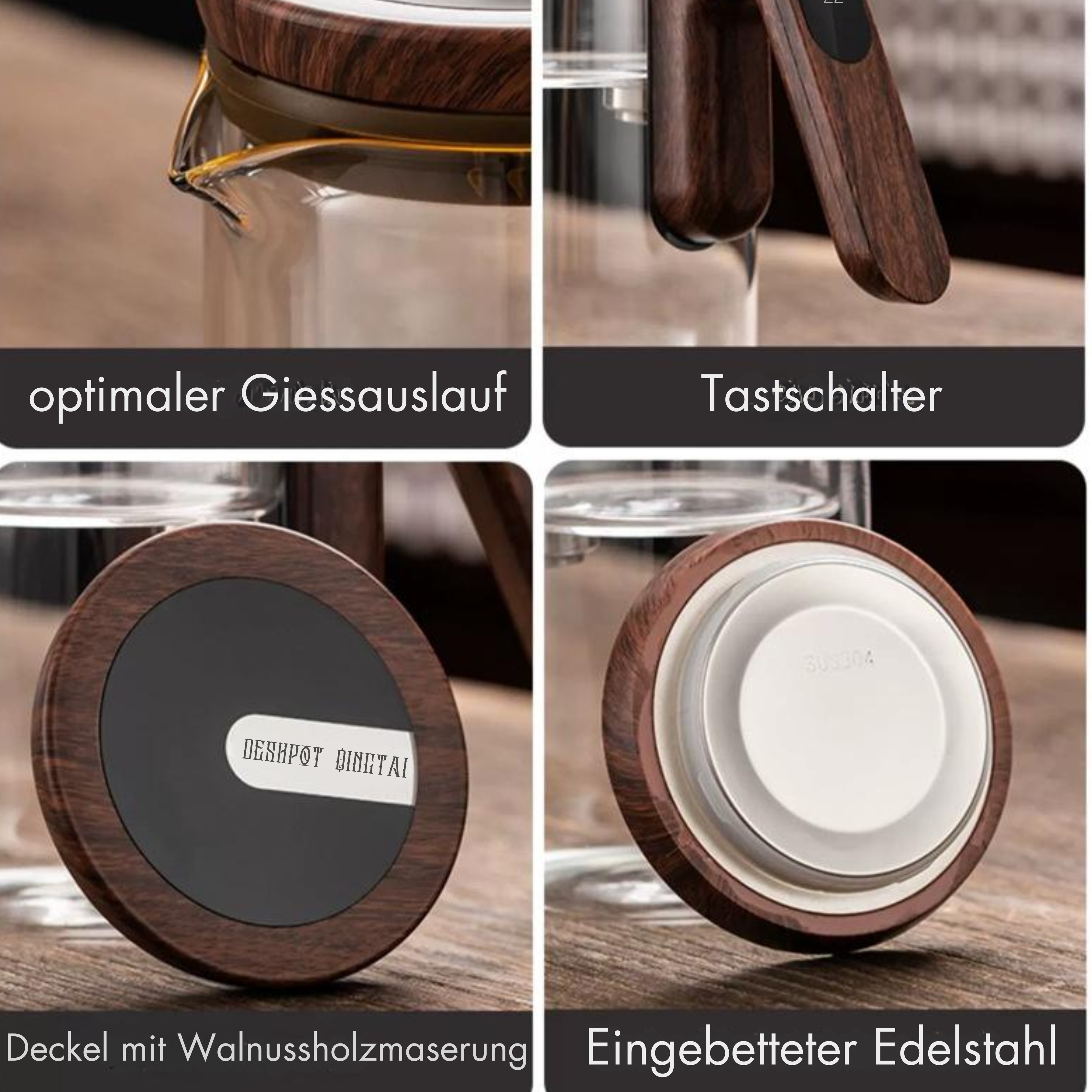 Elegante Teekanne- Teekanne mit magnetischem mechanismus - intelligentem Timer - Teekanne aus Glas - integrierter Filter