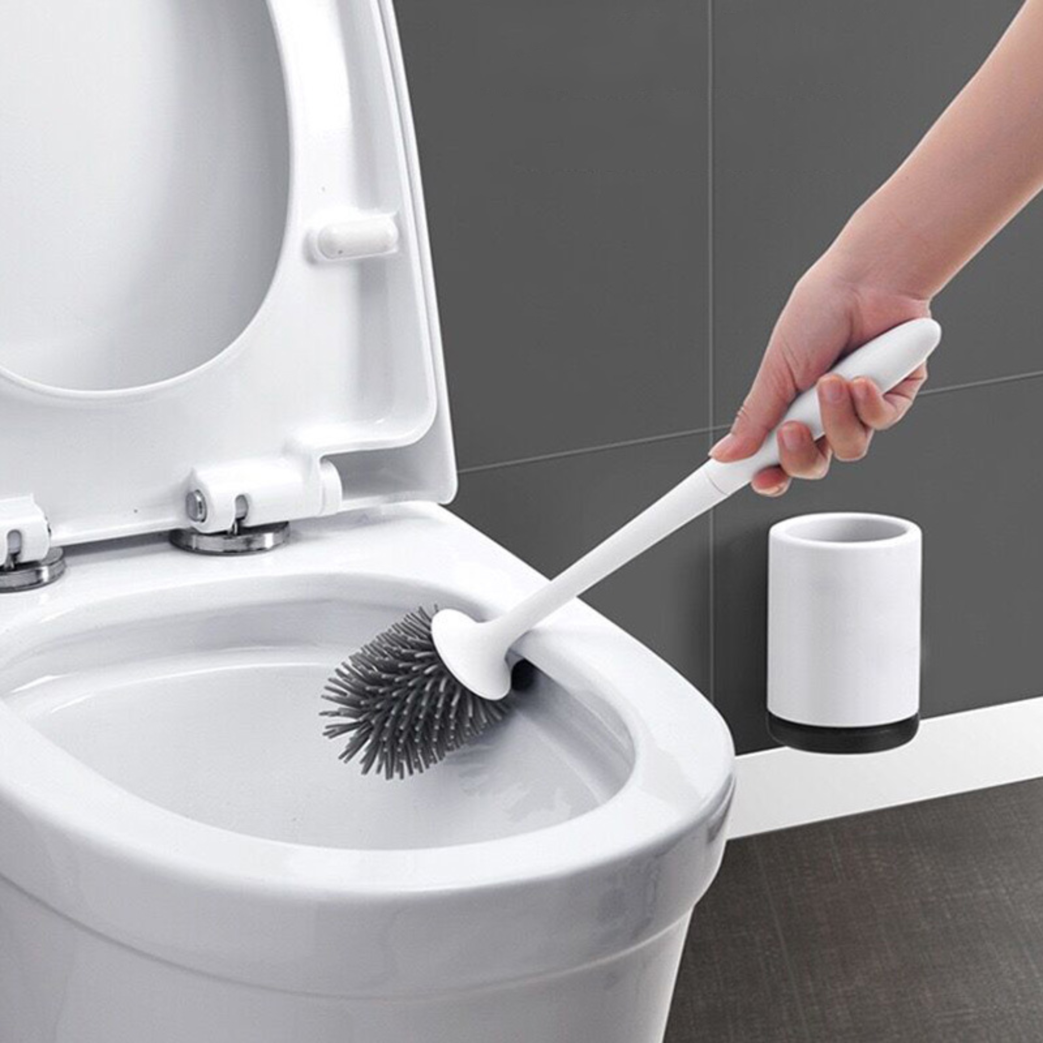 Badezimmer-Toilettenbürste mit weichem Gummikopf