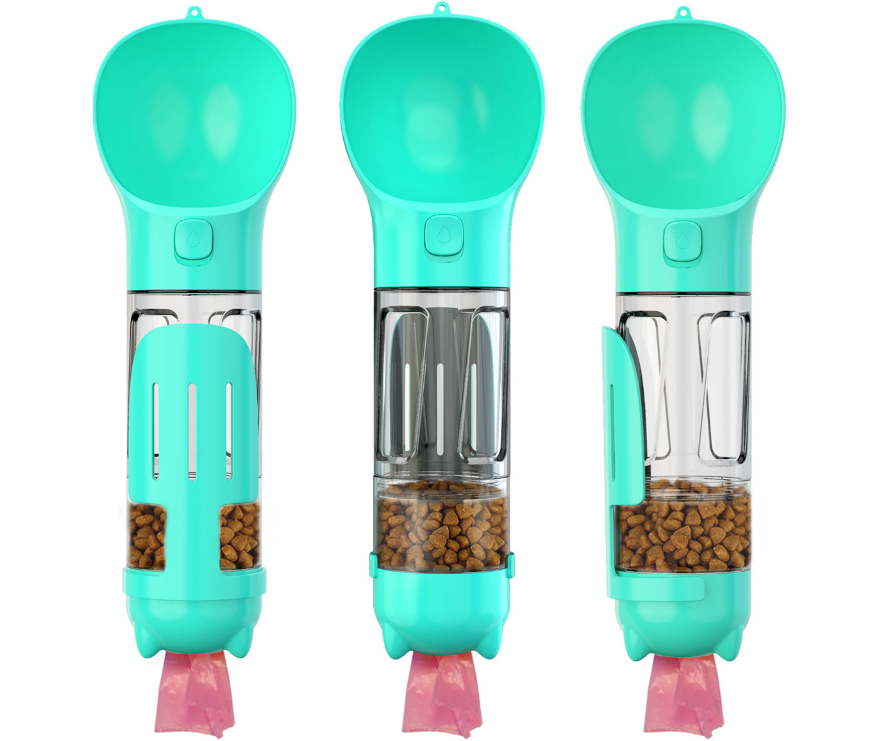 3 in 1 Auslaufsichere Multifunktions-Hundewasserflasche - Tragbare Hunde Wasserflasche - Futterautomat - Kotbeutel -Spender