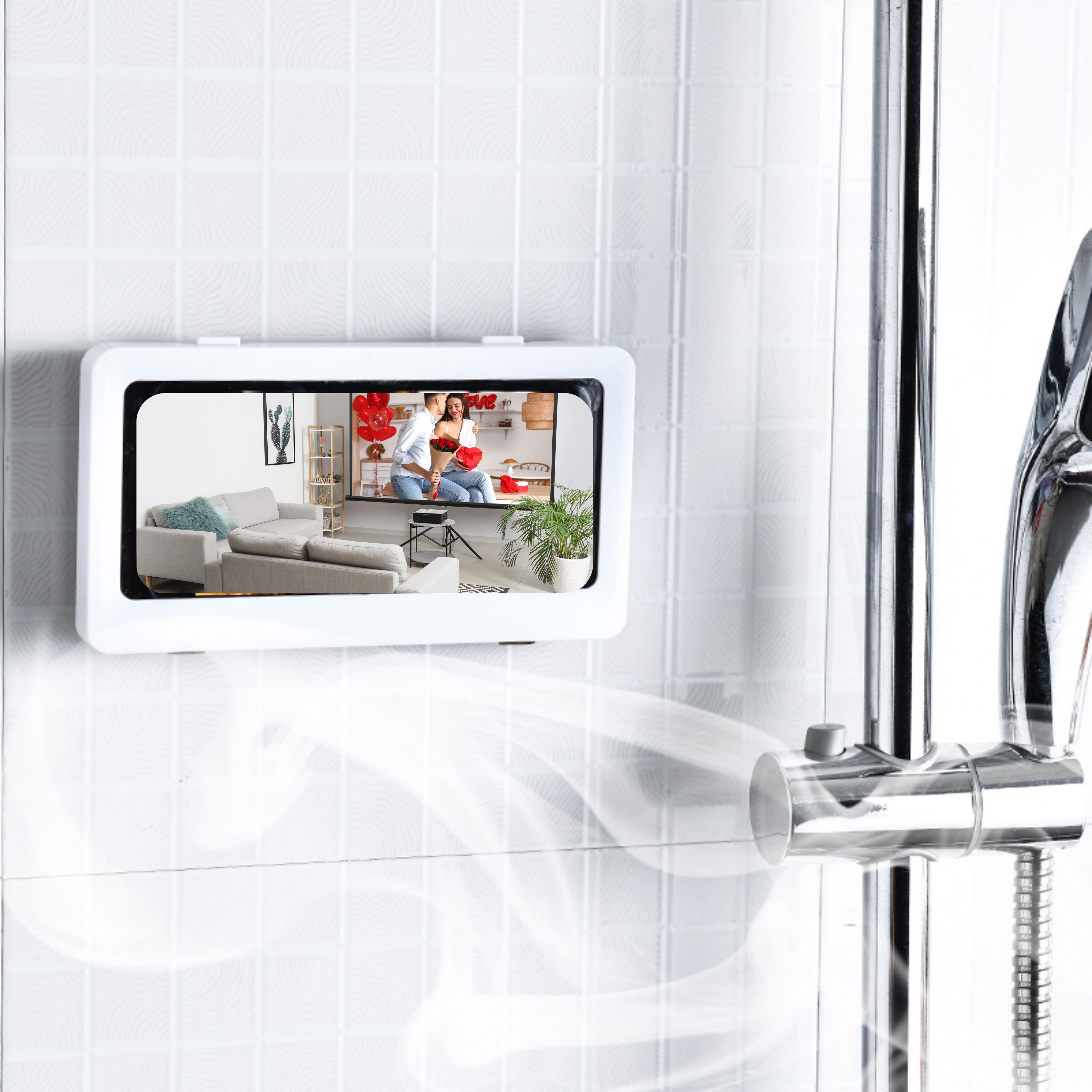 Freihändiges Fernsehen im Badezimmer - Wasserdichte Telefonhalterung